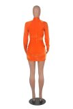 Sexy Velvet Mesh Patchwork Long Sleeve Club Dress MZ-0141
