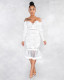 Sexy Lace Mesh Off Shoulder Long Sleeve Mermaid Midi Dress ME-W925