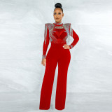 Sexy Hot Drilling Tassel Long Sleeve Jumpsuit CYA-9232-B