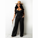 Solid Cami Top And Pants Two Piece Sets CHY-1345