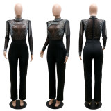 Sexy Hot Drilling Tassel Long Sleeve Jumpsuit CYA-9232-B