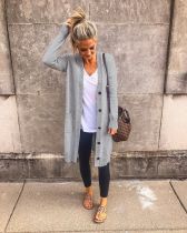 Casual Knitted Long Sleeve Buttons Sweater Cardigan YS-8827