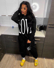 Letter Print Hoodie Top And Pants 2 Piece Suits QZX-6233