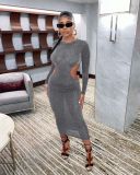 Sexy Hollow Out Full Sleeve Long Dress YD-8530