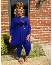 Plus Size Letter Print Long Sleeve 2 Piece Pants Set WAF-77280