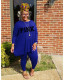 Plus Size Letter Print Long Sleeve 2 Piece Pants Set WAF-77280