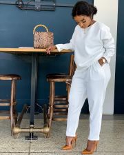Plus Size Solid Long Sleeve Two Piece Pants Set BGN-202