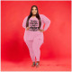 Plus Size Letter Print V Neck Long Sleeve 2 Piece Suits WAF-77279