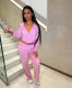Solid Velvet Hooded Long Sleeve 2 Piece Pants Set MOF-6655