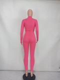 Casual Solid Long Sleeve Zipper Two Piece Pants Set YD-8528