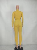 Casual Solid Long Sleeve Zipper Two Piece Pants Set YD-8528