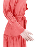 Sexy Solid One Shoulder Ruffle Maxi Dress ASL-6516