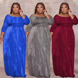 Plus Size High Waist Pocket Maxi Dress BDF-8102