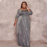 Plus Size High Waist Pocket Maxi Dress BDF-8102