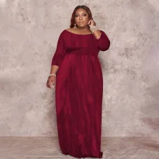 Plus Size High Waist Pocket Maxi Dress BDF-8102