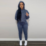 Casual Solid Fleece Hoodie 2 Piece Pants Set FSL-F175