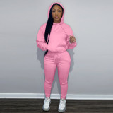 Casual Solid Fleece Hoodie 2 Piece Pants Set FSL-F175