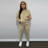 Casual Solid Fleece Hoodie 2 Piece Pants Set FSL-F175