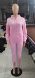 Casual Solid Fleece Hoodie 2 Piece Pants Set FSL-F175