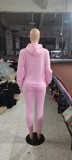 Casual Solid Fleece Hoodie 2 Piece Pants Set FSL-F175