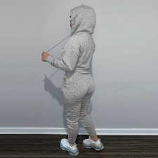 Casual Solid Fleece Hoodie 2 Piece Pants Set FSL-F175