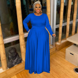 Plus Size Solid Long SleeveTwo Piece Pants Set FOSF-8097