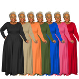 Plus Size Solid Long SleeveTwo Piece Pants Set FOSF-8097