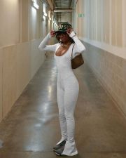 Sexy Solid Backless Long Sleeve Jumpsuit FNN-8636