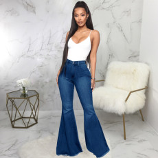 Plus Size Denim High Waist Flared Jeans Pants HSF-2599