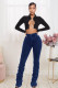 Denim Mid-Waist Pile Jeans Pants LX-3518