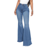 Plus Size Denim High Waist Flared Jeans Pants HSF-2599
