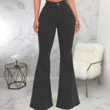 Plus Size Denim High Waist Flared Jeans Pants HSF-2599