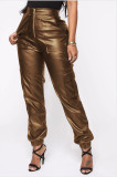 PU Leather Pockets Casual Pants MEM-8257
