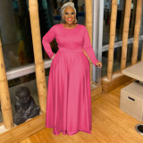 Plus Size Solid Long SleeveTwo Piece Pants Set FOSF-8097