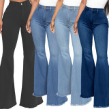 Plus Size Denim High Waist Flared Jeans Pants HSF-2599