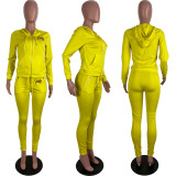 Pink Letter Embroidery Zipper Hoodies 2 Piece Pants Set LUO-3115