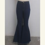 Plus Size Denim High Waist Flared Jeans Pants HSF-2599