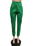 PU Leather Pockets Casual Pants MEM-8257