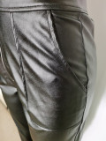 PU Leather Pockets Casual Pants MEM-8257