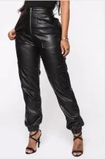 PU Leather Pockets Casual Pants MEM-8257