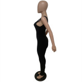 Sexy One Shoulder Lace Up Skinny Jumpsuit LSD-81045