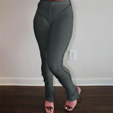 Solid High Waist Tight Casual Pants ME-S956