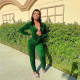 Plus Size Velvet Hooded Long Sleeve Zipper 2 Piece Sets HNIF-059