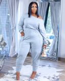Casual Solid Long Sleeve Stacked Jumpsuit XYF-9118