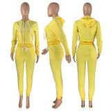 Solid Zipper Hoodie Top And Pants 2 Piece Suits CH-8195