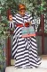Plus Size Black White Stripe Big Swing Maxi Dress (Without Belt) NNWF-7343