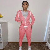Solid Zipper Hoodie Top And Pants 2 Piece Suits CH-8195