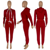 Solid Zipper Hoodie Top And Pants 2 Piece Suits CH-8195