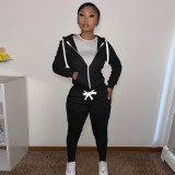 Solid Zipper Hoodie Top And Pants 2 Piece Suits CH-8195