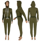 Solid Zipper Hoodie Top And Pants 2 Piece Suits CH-8195